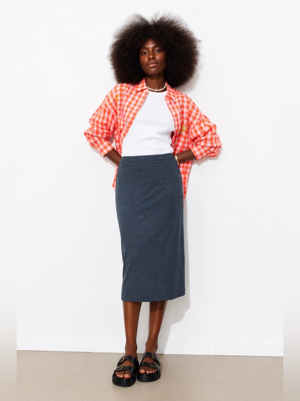 SANCTUARY Gray Knit Midi Skirt